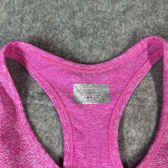 Athleta Fastest Track Tank Top Womens S Heathered Pink Ruched Racerback Stretch - Picture 3 of 7